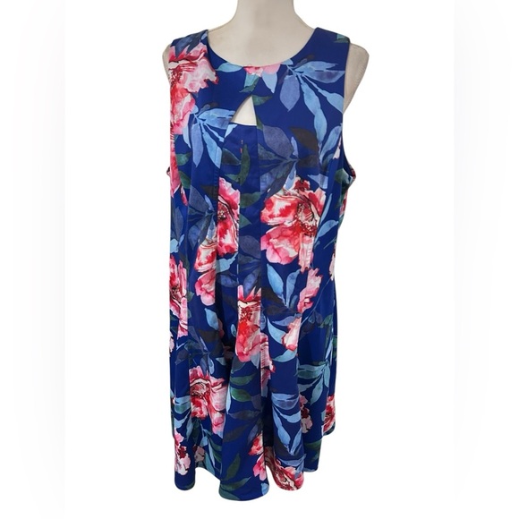 CB established 1962 blue and pink foral dress Size 16 - Picture 1 of 6